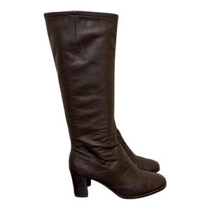 Vintage Boots-Tall Boots-Brown Boots-Riding Boots-High Heel Boots-Knee High Boot